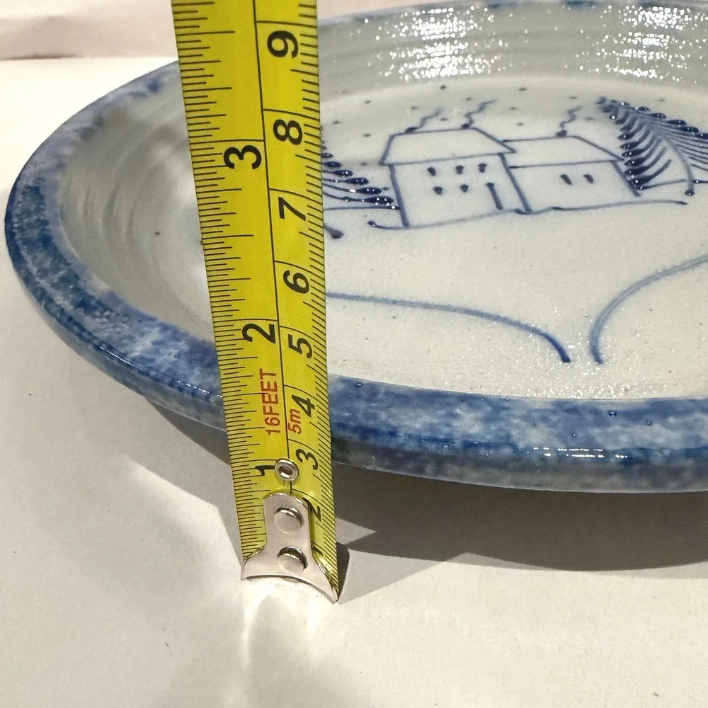 Eldreth Pottery 1994 Salt Glaze Stoneware Plate Winter House Folk Art Signed